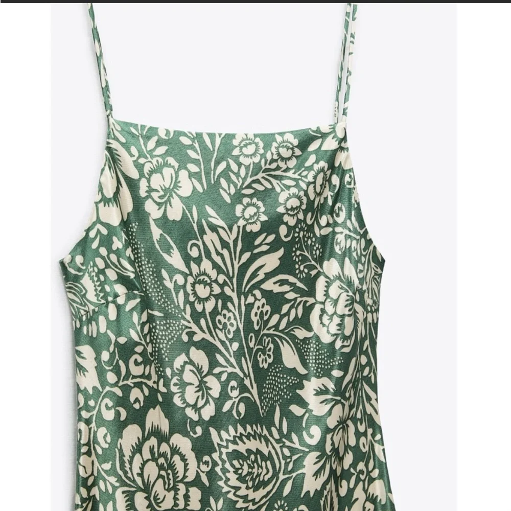 ZARA Green Floral Midi Dress | NWOT - Picture 4 of 14